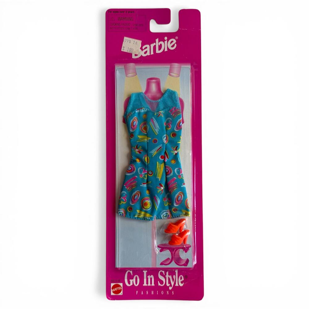 Vintage Barbie 90s Go in Style Fashions Blue Dress Orange Shoes Mattel 68014 New
